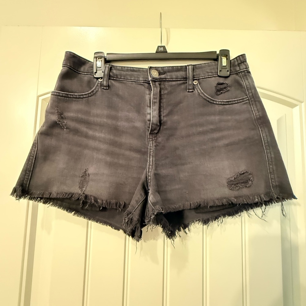 Aerie Black Distressed Jean Shorts